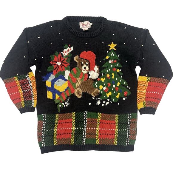 Rafaella Sweaters - Rafaella Women's 3D Christmas Sweater Size S Hand Knitted Teddy Bear Holiday